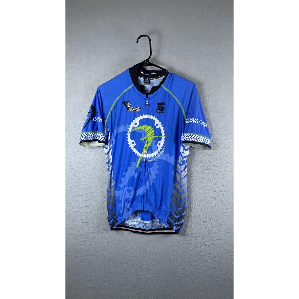 Squadra Lindenwood Racing Cycling Jersey‎ Mens Large Blue Full Zip Short Sleeve